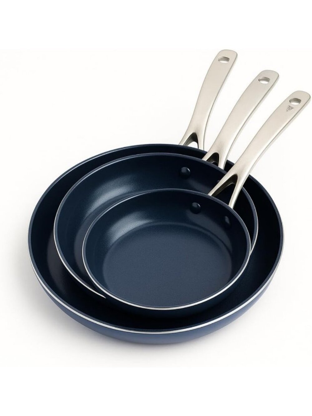 Blue Nonstick Frying Pan Set - 8”, 9.5”, 11” Ceramic Skillets, Dishwasher Safe